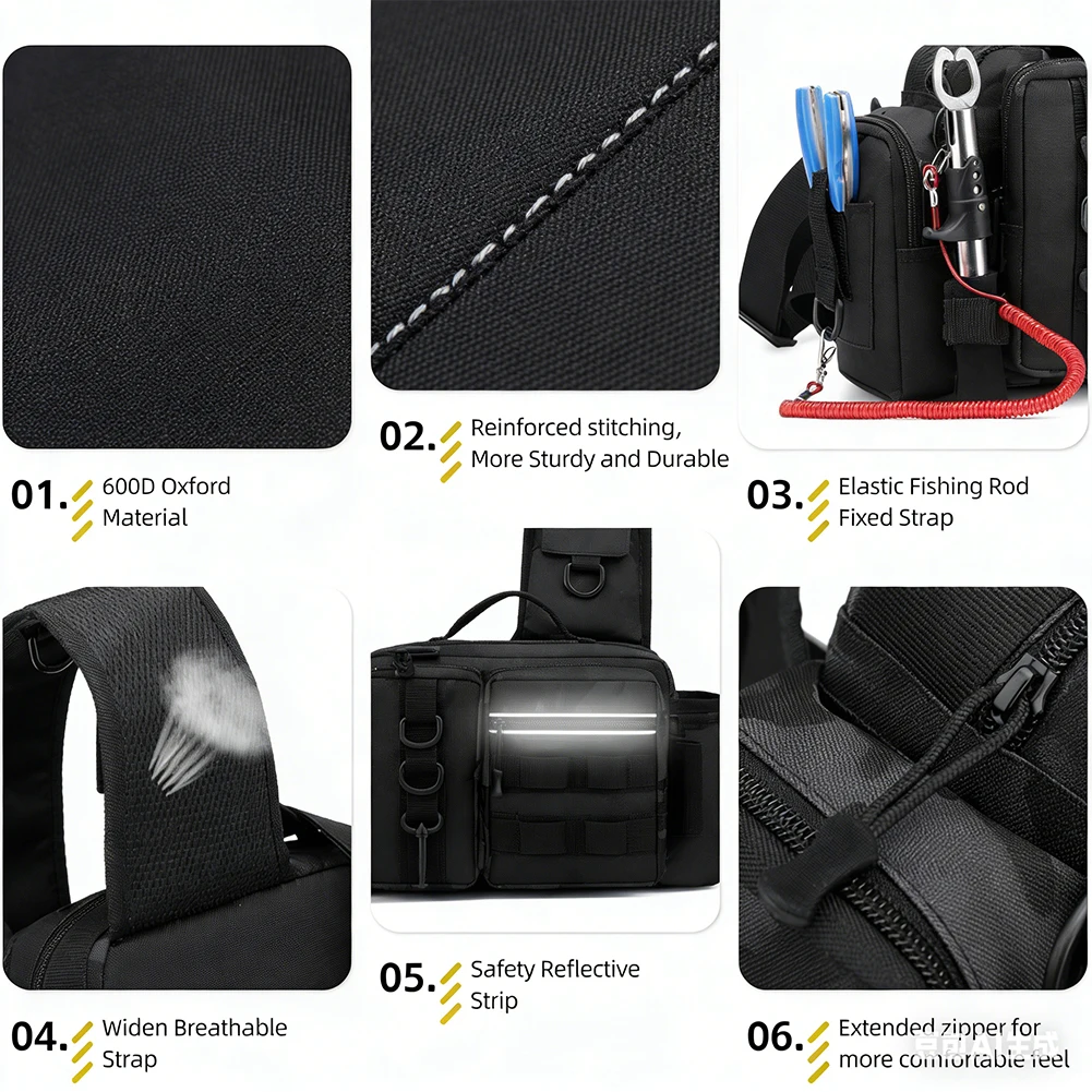 Hiking Backpack Waterproof - Visrugzak met hengelhouder Verstelbare bredere schouderbanden