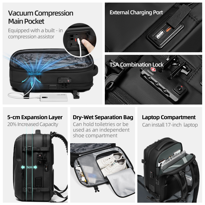 Reistas voor heren, één-knops  - Travel Backpack Anti Theft recensie en prijs